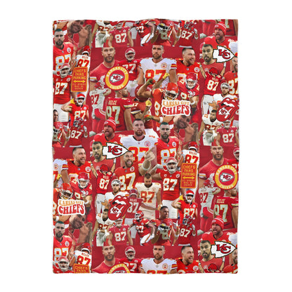 Travis Kelce Chiefs Red Collage Microfiber Duvet Cover