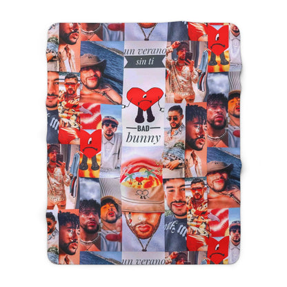 Bad Bunny Un Verano Sin Ti Photo Collage Sherpa Fleece Blanket