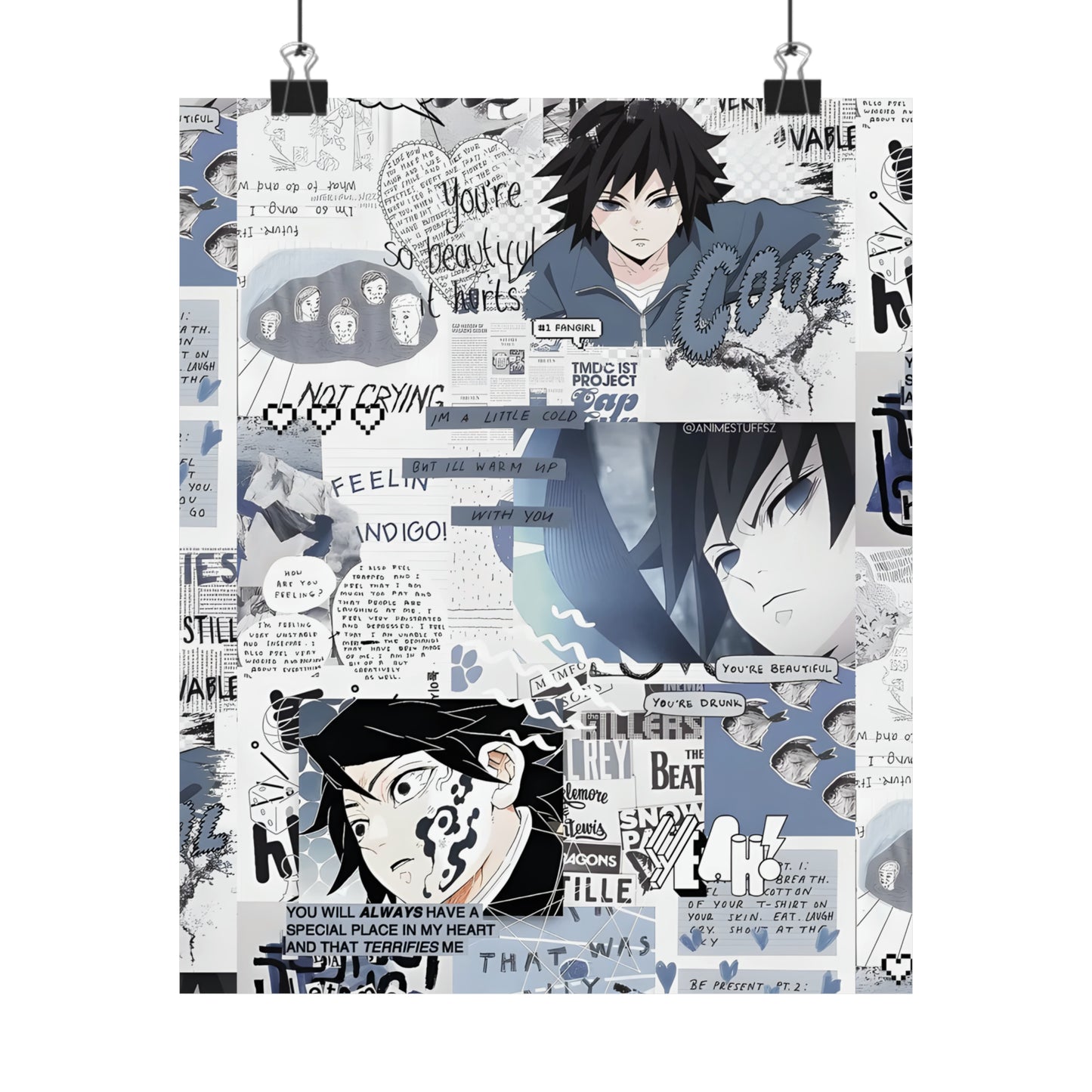 Demon Slayer Giyu Aesthetic Collage Matte Vertical Poster