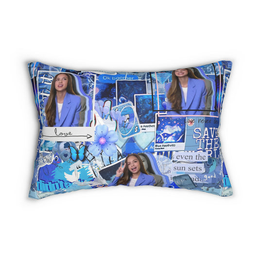 Olivia Rodrigo Blue Aesthetic Collage Polyester Lumbar Pillow