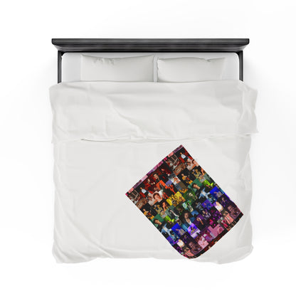 Harry Styles Rainbow Photo Collage Velveteen Plush Blanket