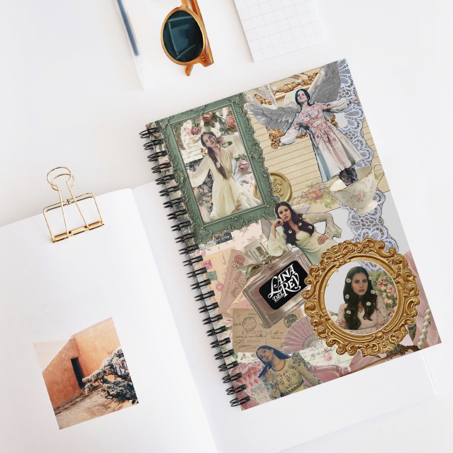 Lana Del Rey Victorian Collage Ruled Line Spiral Notebook