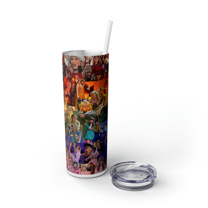 Taylor Swift Rainbow Photo Collage Skinny Tumbler with Straw