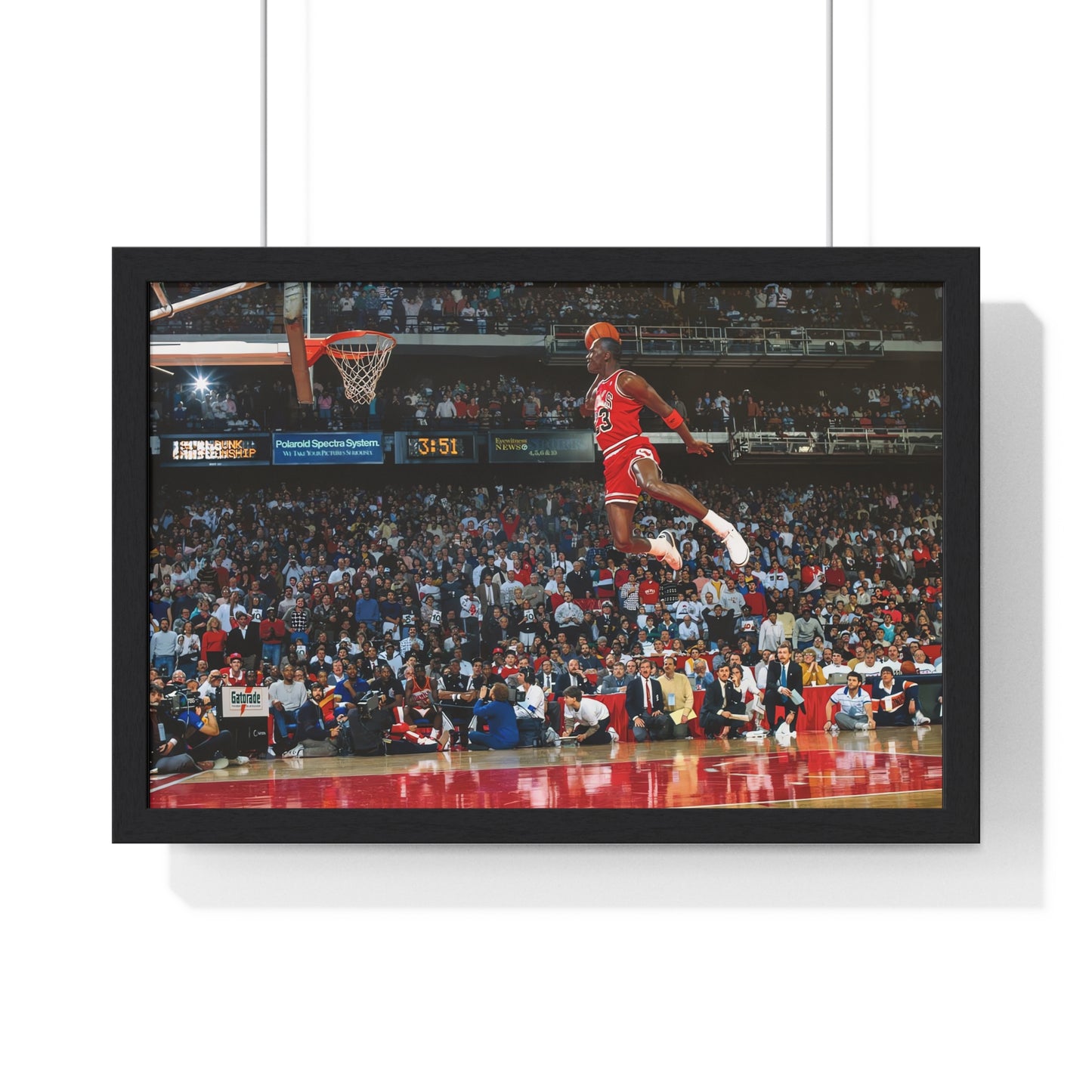 Michael Jordan Free Throw Line Slam Dunk Premium Framed Horizontal Poster