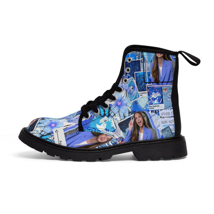 Olivia Rodrigo Blue Aesthetic Collage Women's Canvas Boots