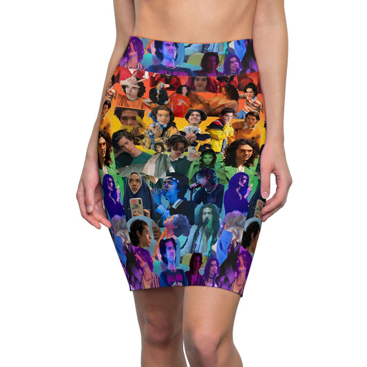 Conan Grey Rainbow Photo Collage Women's Pencil Skirt