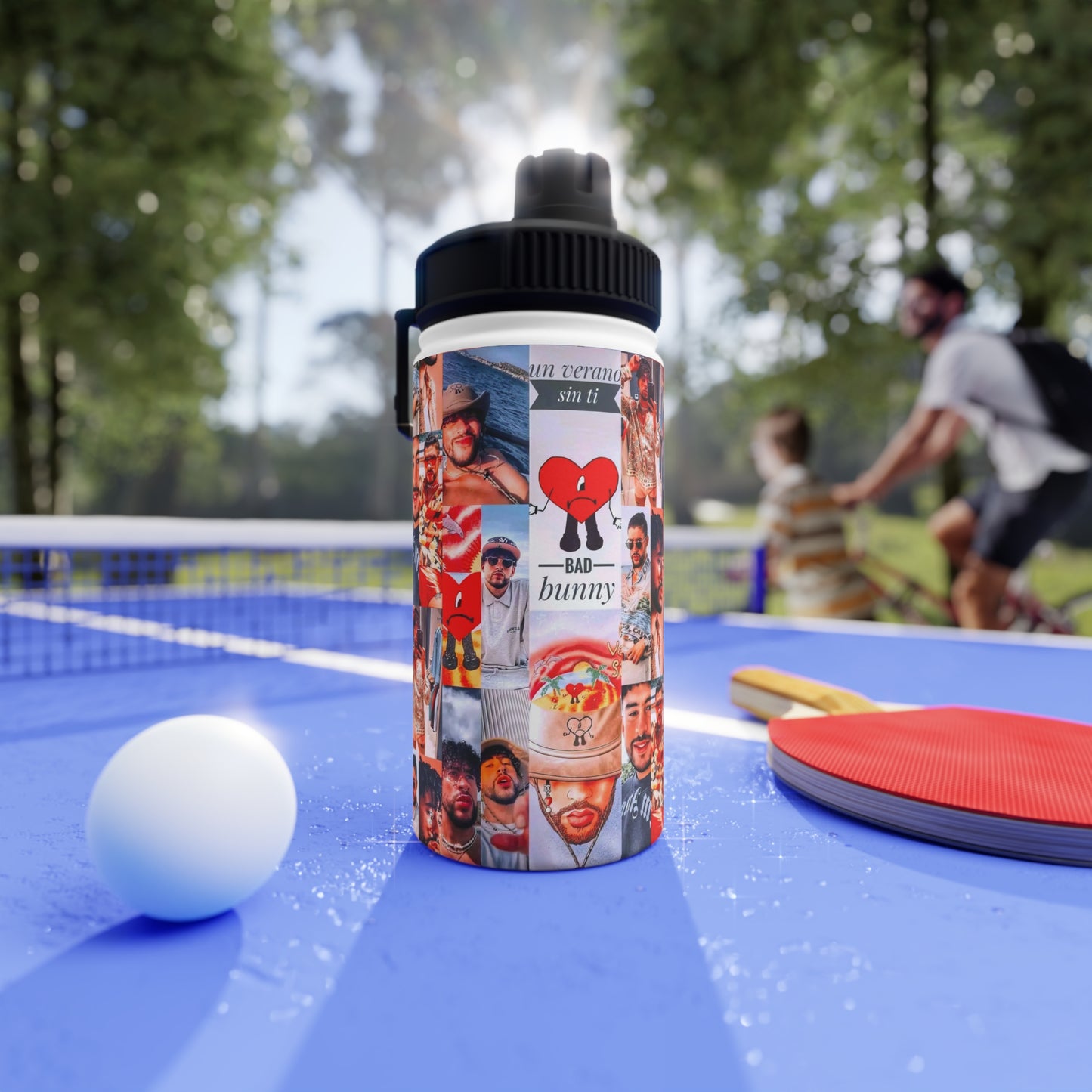 Bad Bunny Un Verano Sin Ti Photo Collage Stainless Steel Sports Lid Water Bottle