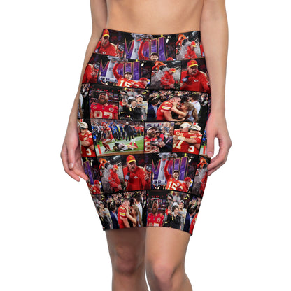 Kansas City Chiefs Superbowl LVIII Championship Victory Collage Women's Pencil Skirt