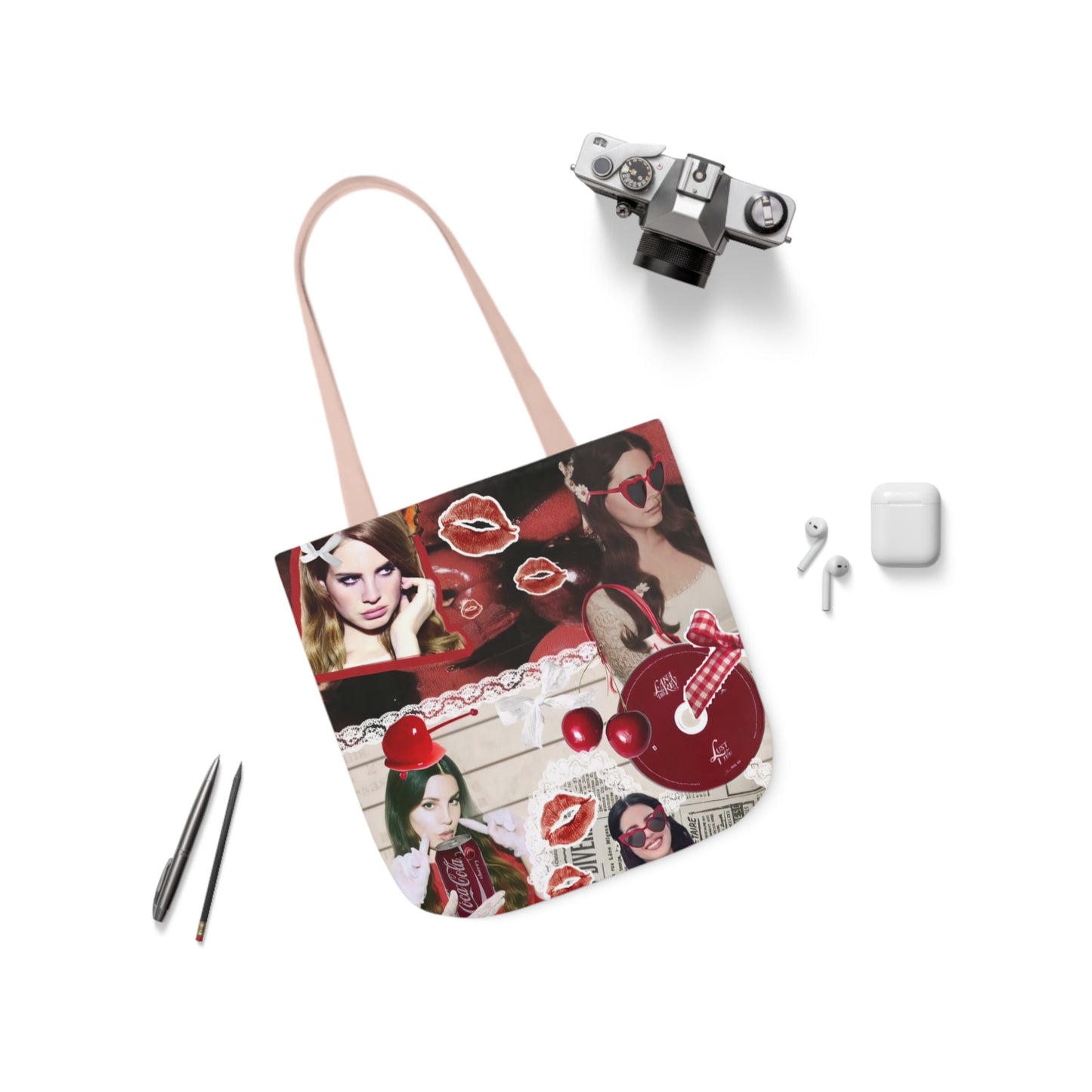 Lana Del Rey Cherry Coke Collage Polyester Canvas Tote Bag