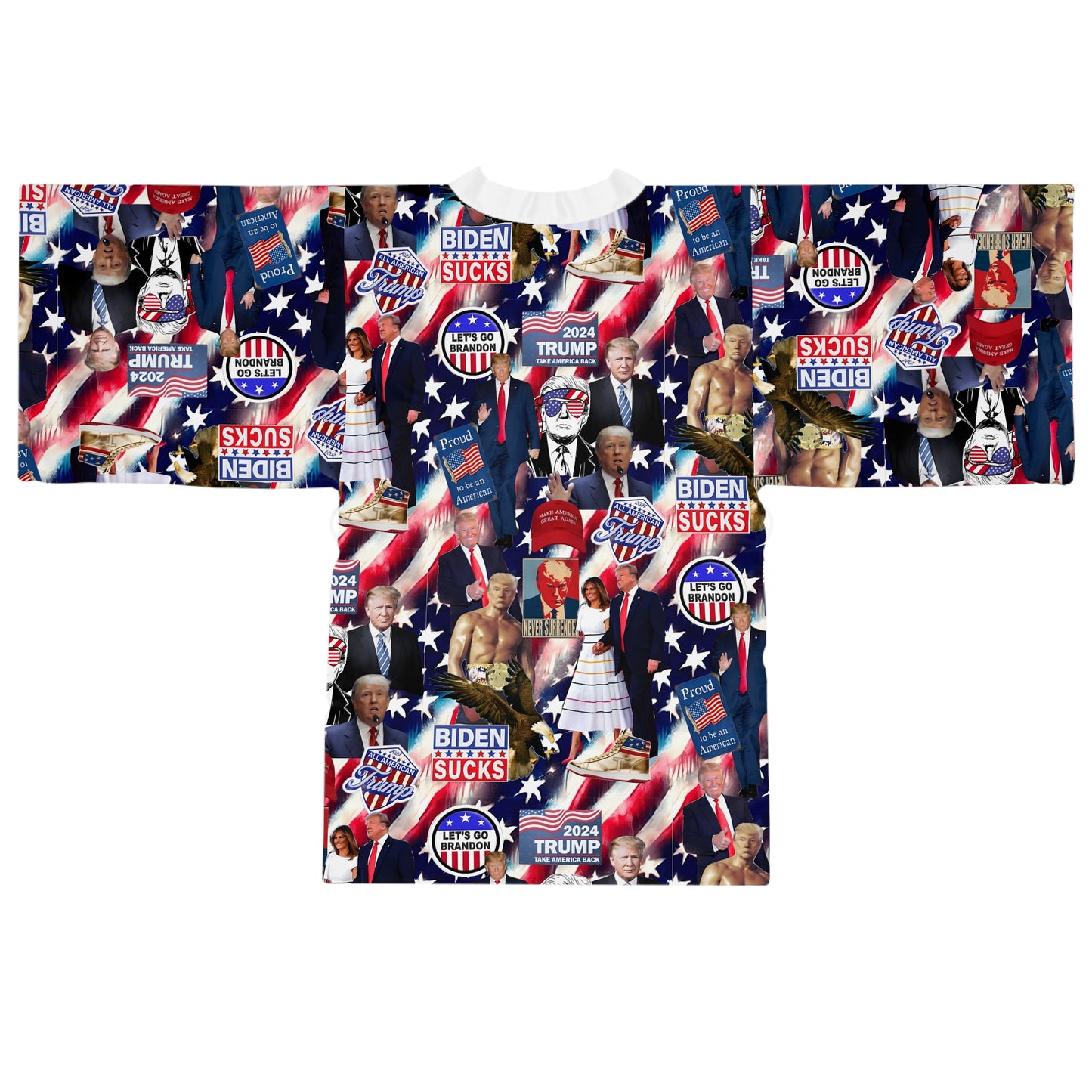 Donald Trump 2024 MAGA Montage Long Sleeve Kimono Robe