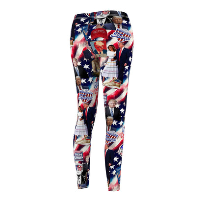 Donald Trump 2024 MAGA Montage Women's Cut & Sew Casual Leggings