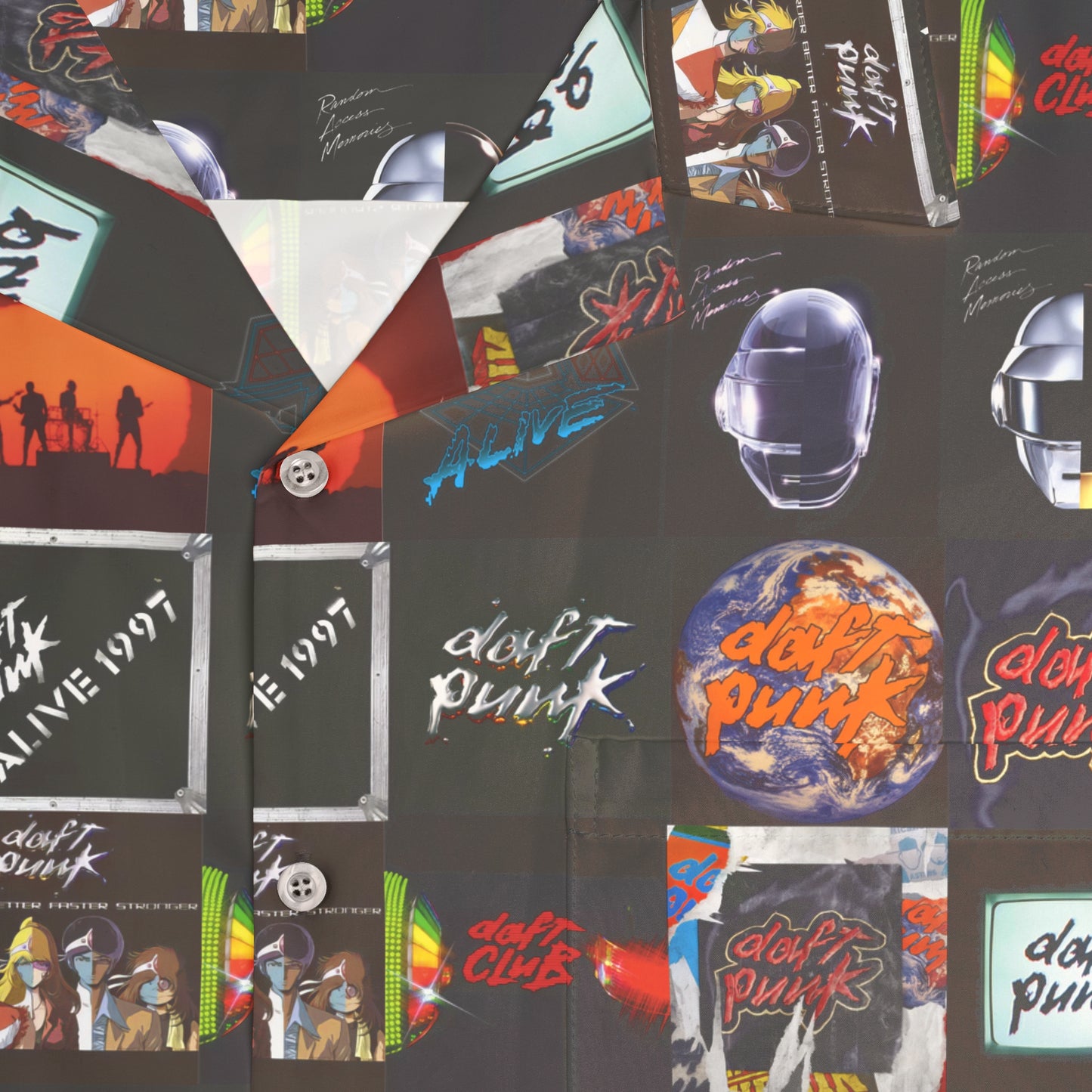 Daft Punk Album Cover Art Collage Men's Hawaiian Shirt