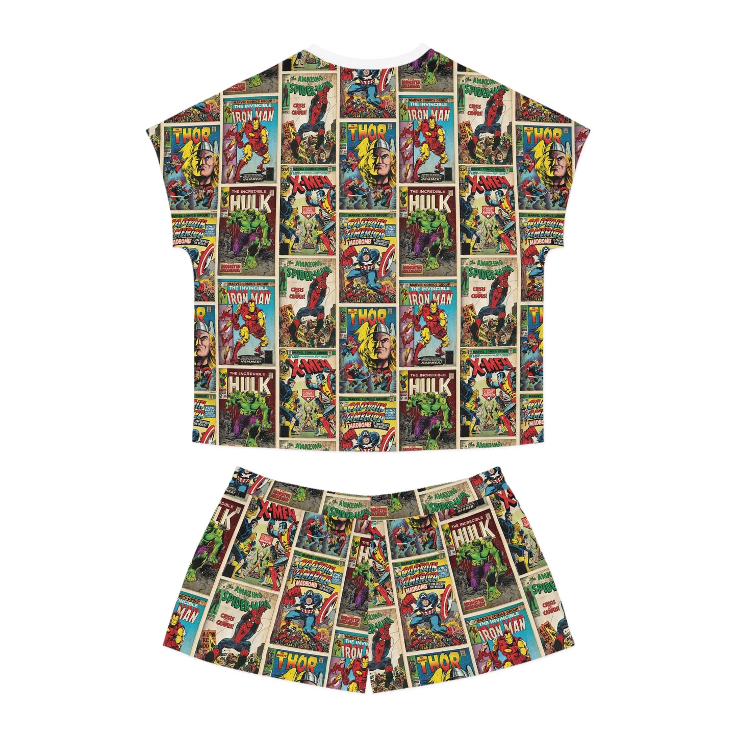 Marvel Comic Book Cover Collage Women's Short Pajama Set