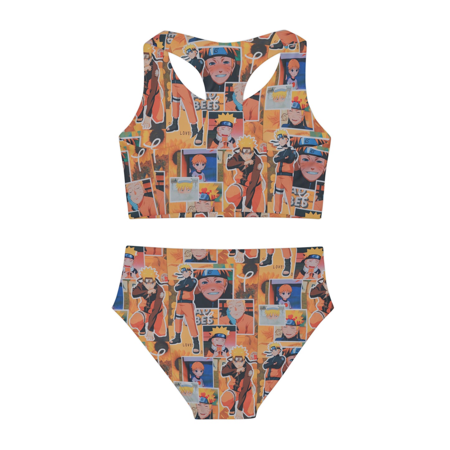 Naruto Uzumaki Sunflower Blaze Collage Girls Two Piece Swimsuit