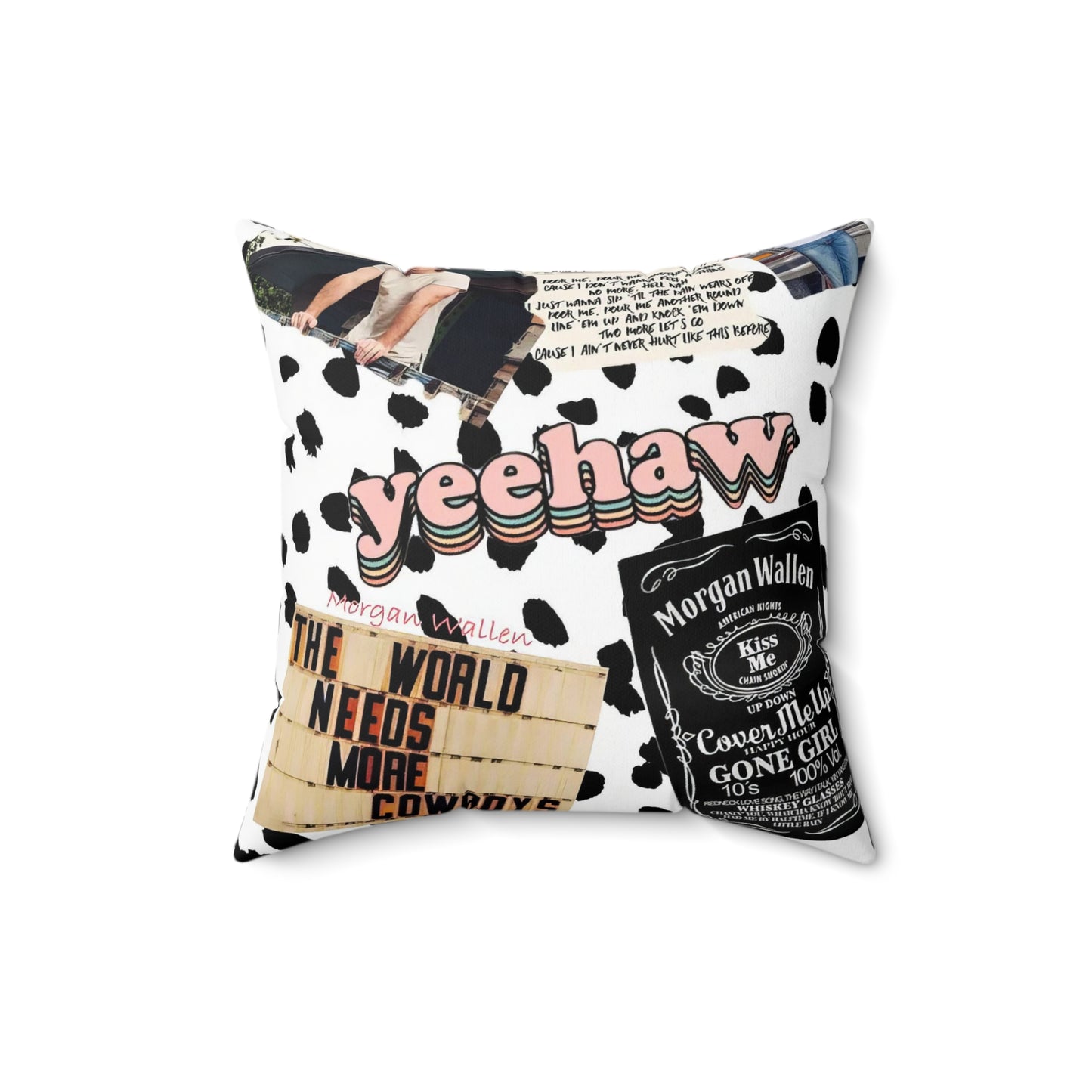 Morgan Wallen Yeehaw Collage Spun Polyester Square Pillow