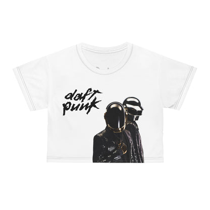 Daft Punk In Black Suits Crop Tee