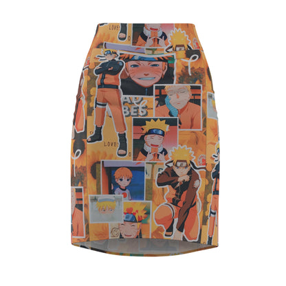 Naruto Uzumaki Sunflower Blaze Collage Women's Pencil Skirt