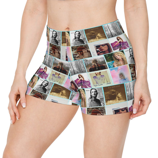 Taylor Swift Album Art Collage Pattern Women's Shorts