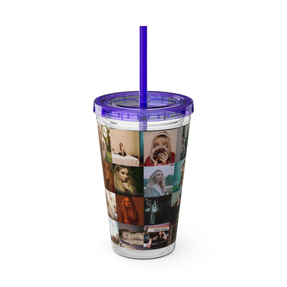 Sabrina Carpenter Album Cover Collage Sunsplash Tumbler with Straw