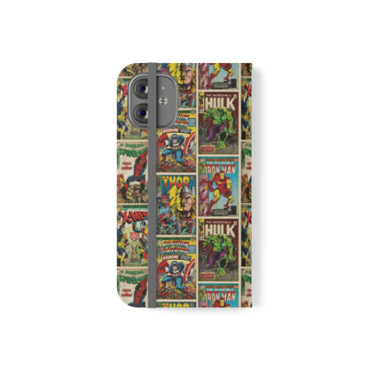 Marvel Comic Book Cover Collage Phone Flip Case