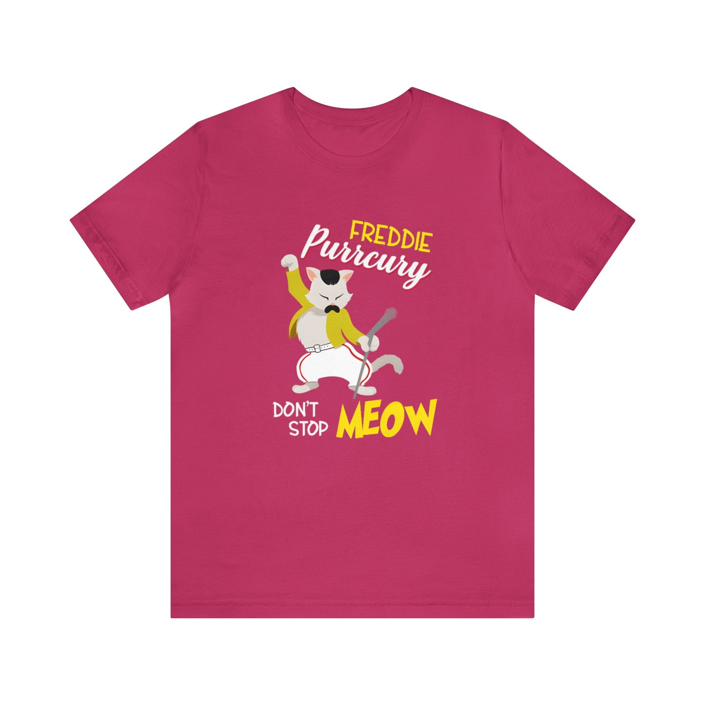 Queen Don't Stop Meow Freddie Purrcury Unisex Jersey Short Sleeve Tee