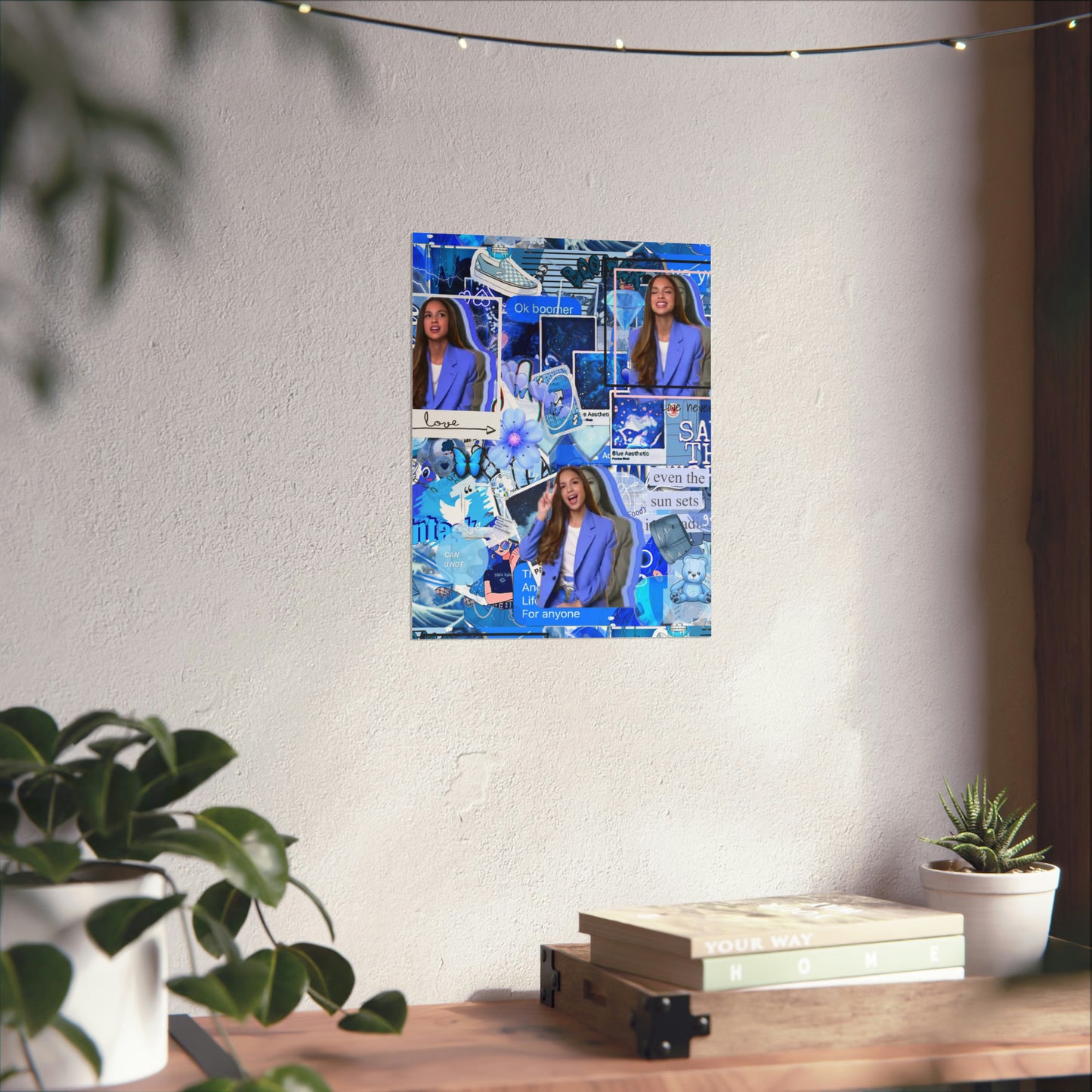 Olivia Rodrigo Blue Aesthetic Collage Matte Poster