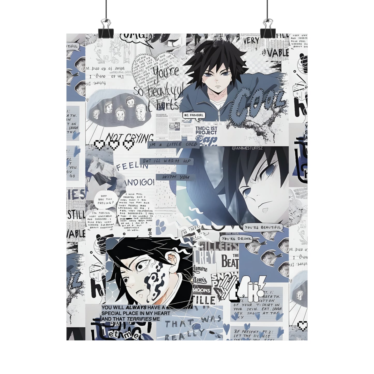 Demon Slayer Giyu Aesthetic Collage Matte Vertical Poster