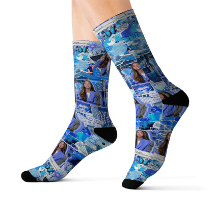 Olivia Rodrigo Blue Aesthetic Collage Tube Socks