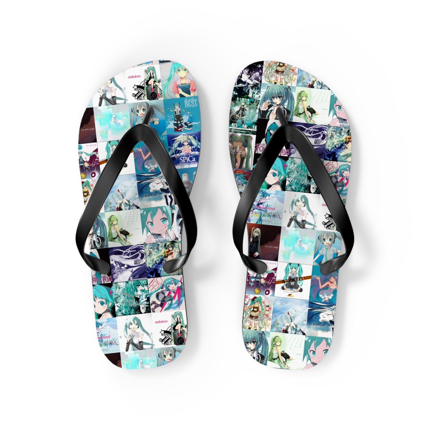 Hatsune Miku Album Cover Collage Flip Flops