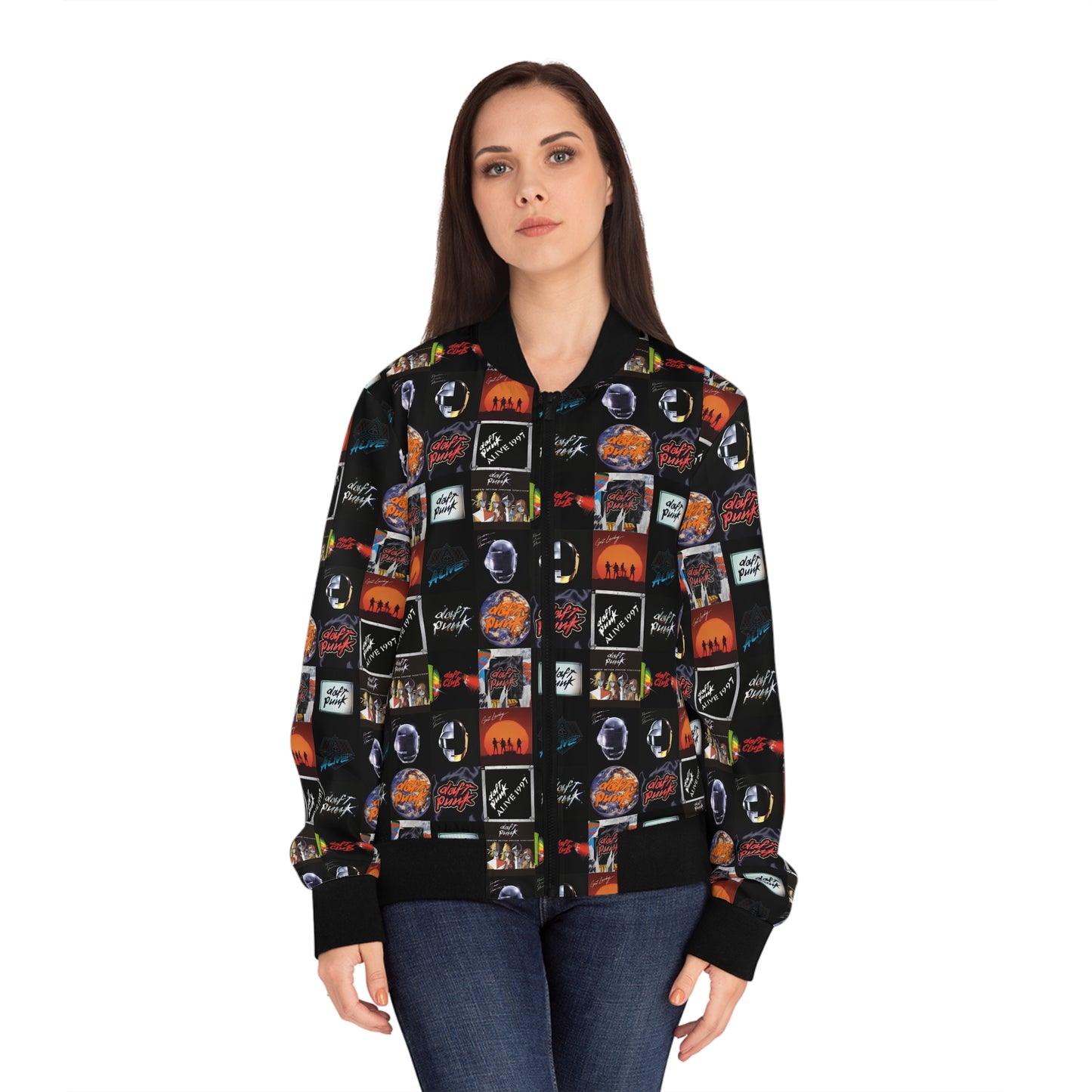 Daft Punk Album Cover Art Collage Women's Bomber Jacket