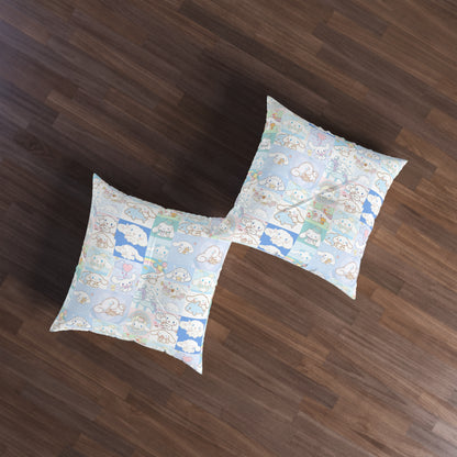 Cinnamoroll Cartoon Collage Tufted Floor Pillow, Square