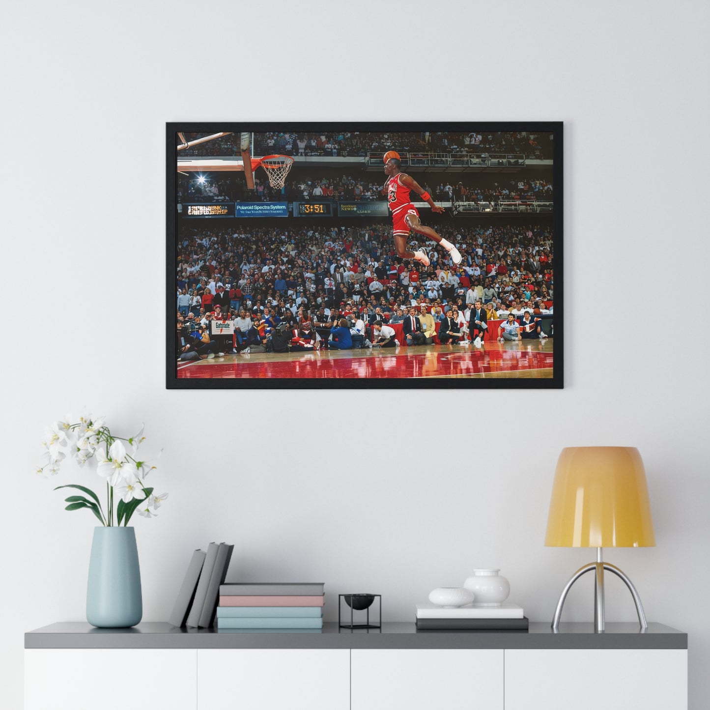 Michael Jordan Free Throw Line Slam Dunk Premium Framed Horizontal Poster