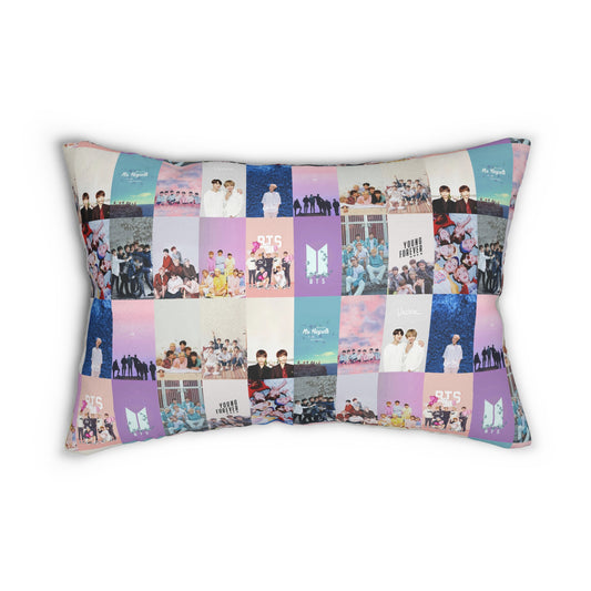 BTS Pastel Aesthetic Collage Polyester Lumbar Pillow