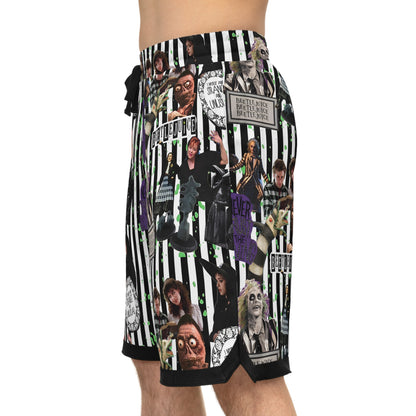 Beetlejuice Strange And Unusual Collage Basketball Rib Shorts