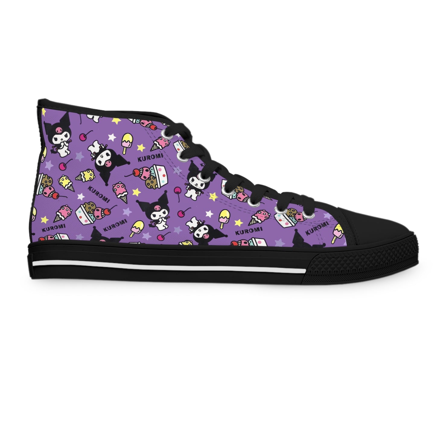 Kuromi Ice Cream Sundae Pattern Women's High Top Sneakers