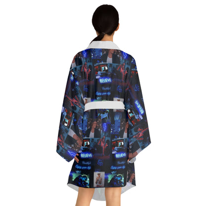Justin Bieber Enjoy Your Life Collage Long Sleeve Kimono Robe