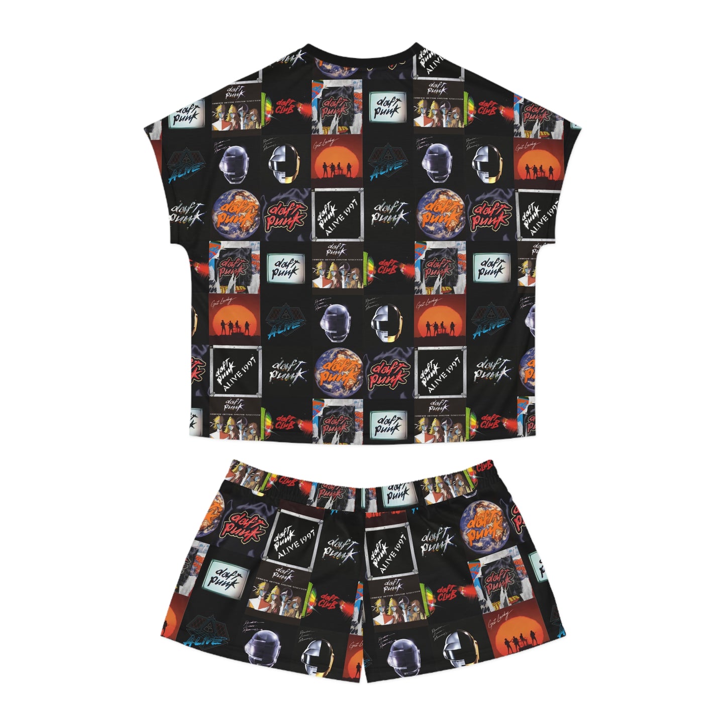 Daft Punk Album Cover Art Collage Women's Short Pajama Set