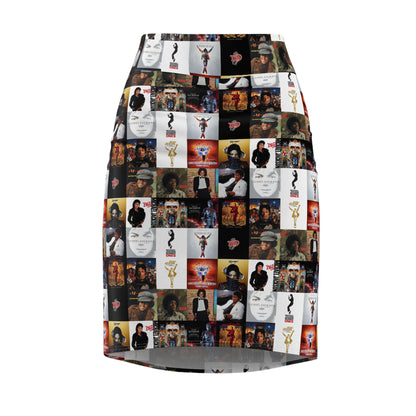 Michael Jackson Album Cover Collage Women's Pencil Skirt