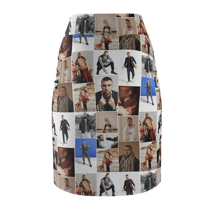 Travis Kelce Portrait Photo Mosaic Women's Pencil Skirt