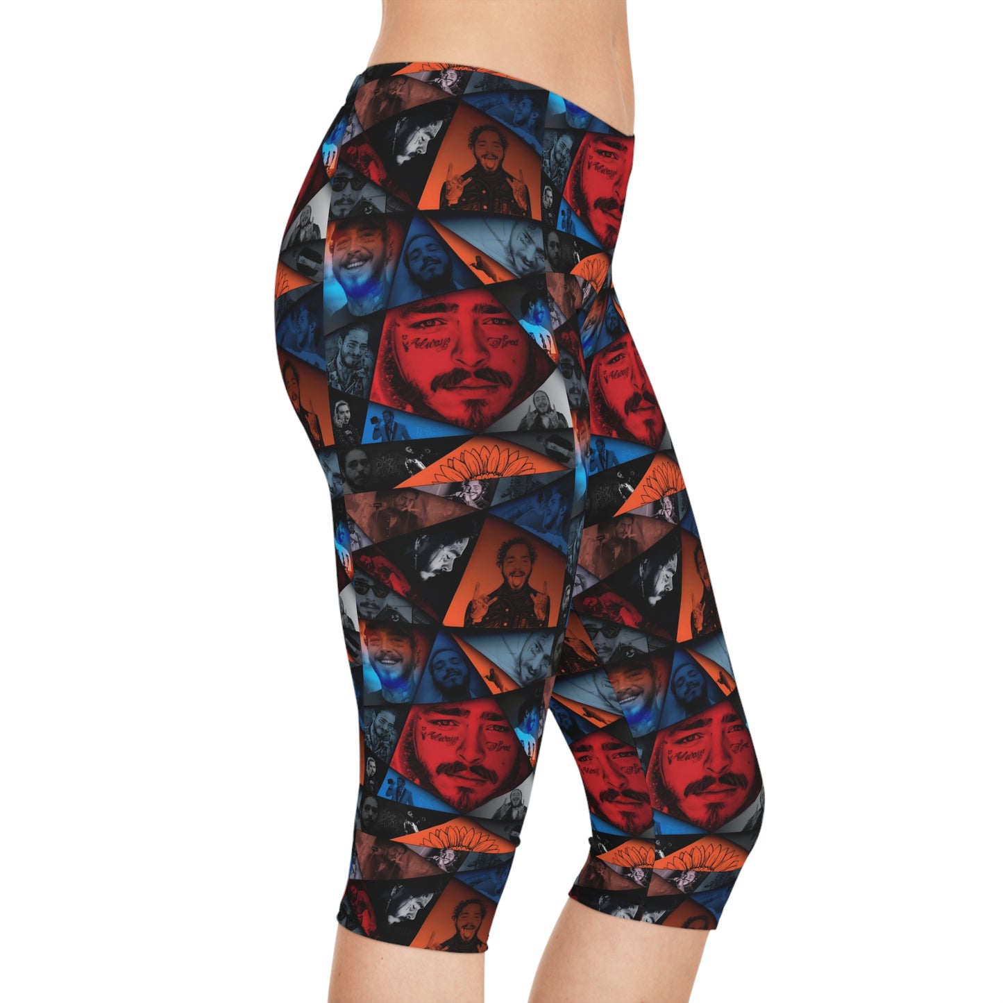 Post Malone Crystal Portaits Collage Women's Capri Leggings