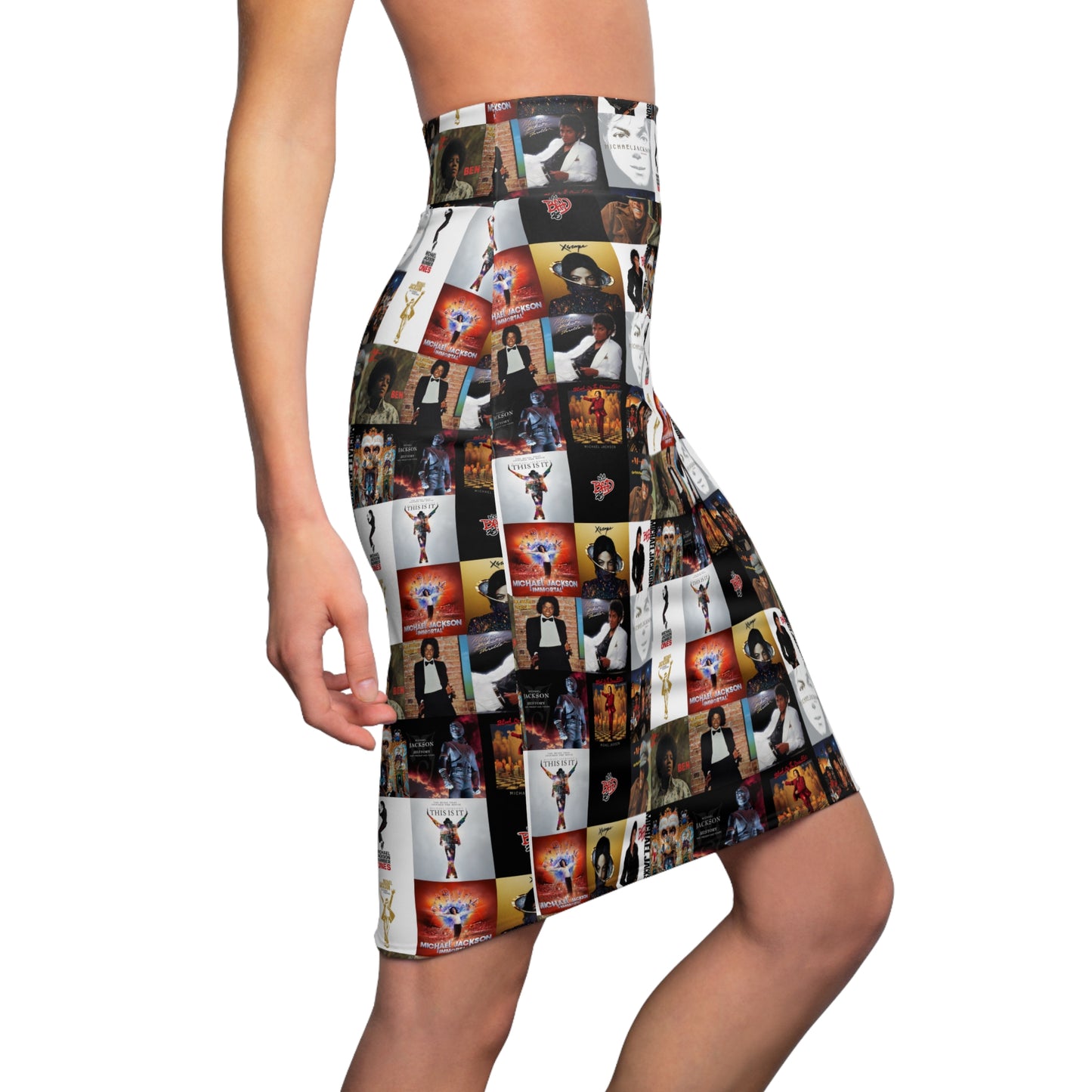 Michael Jackson Album Cover Collage Women's Pencil Skirt