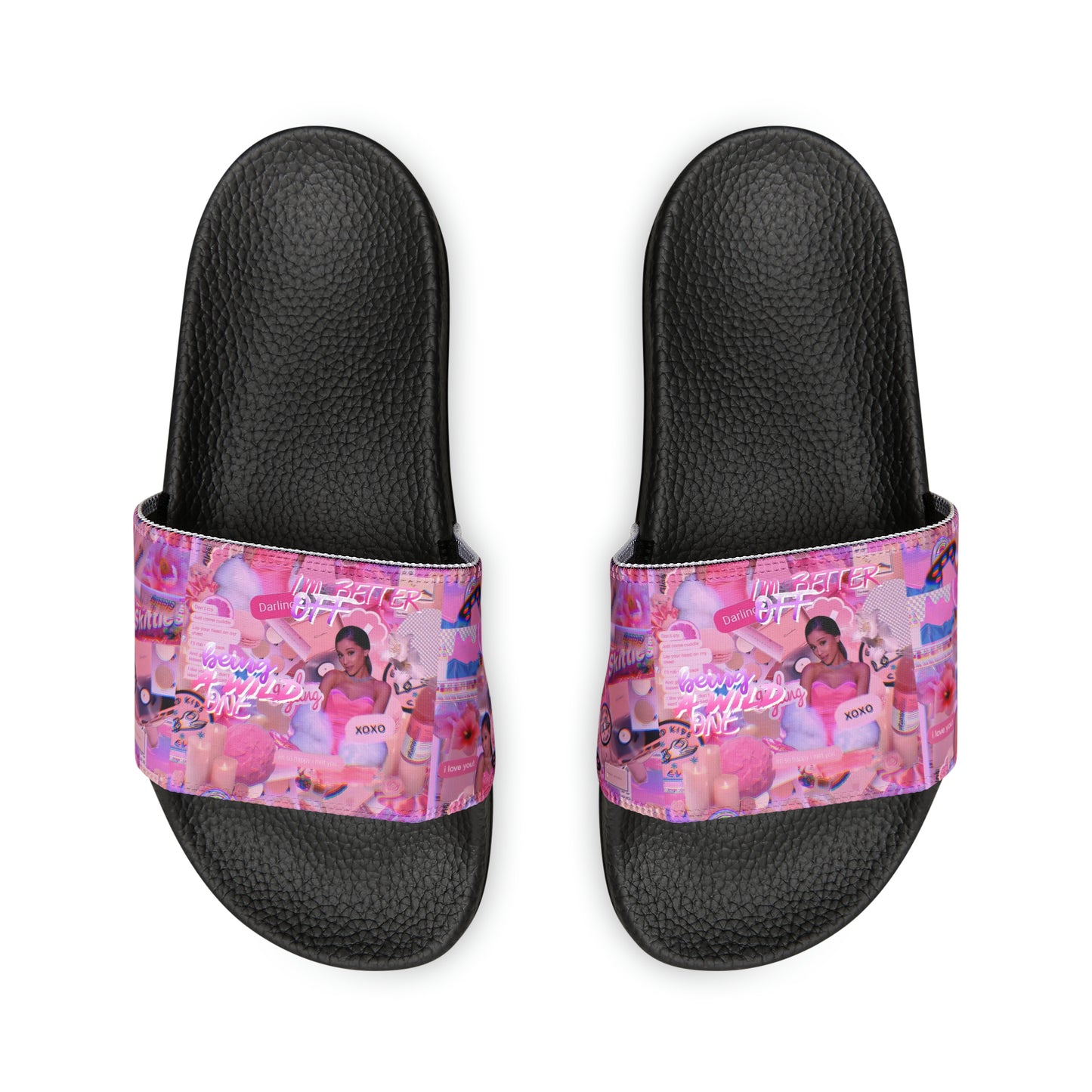 Ariana Grande Purple Vibes Collage Youth Slide Sandals