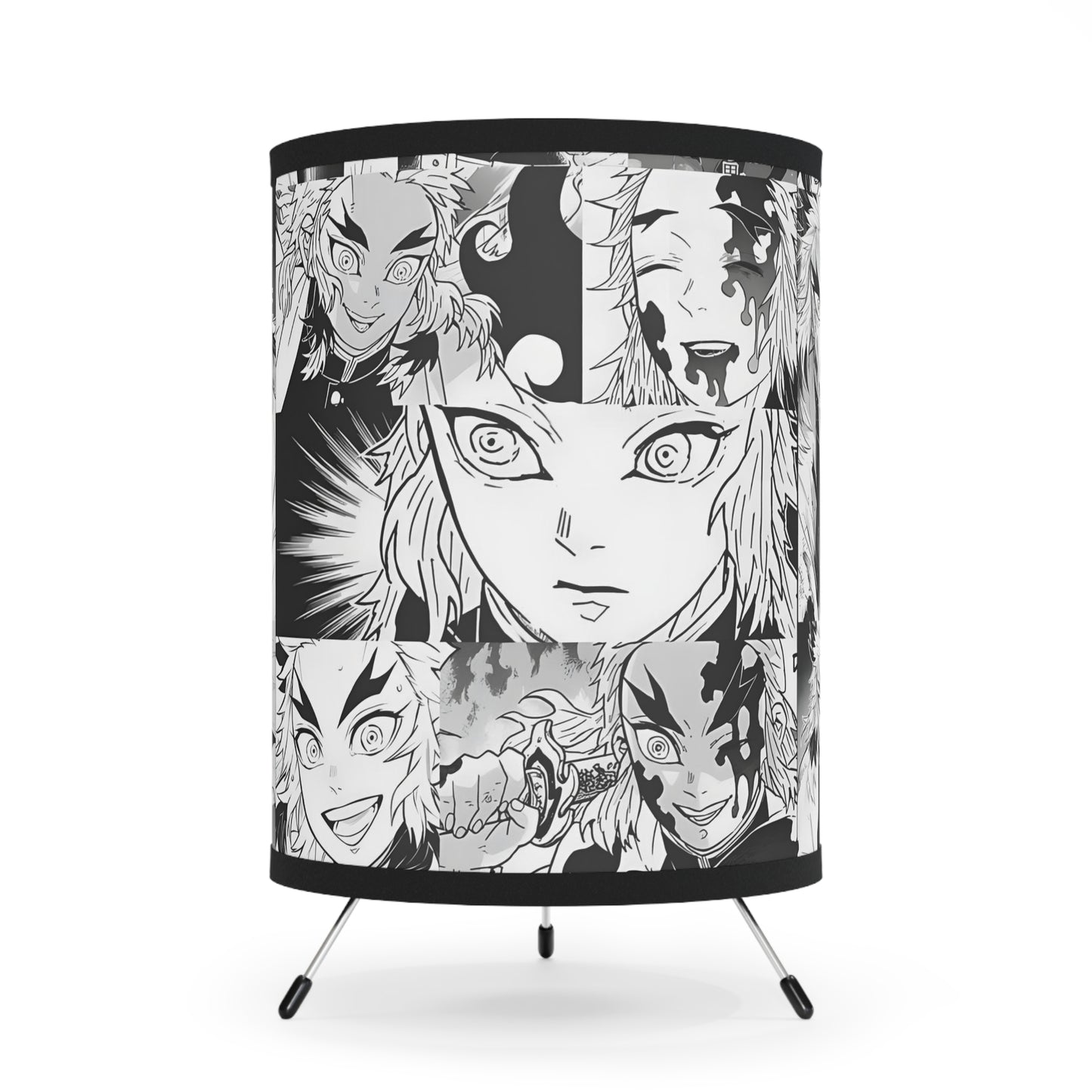 Demon Slayer Kyojuro Rengoku Collage Tripod Lamp with High-Res Printed Shade