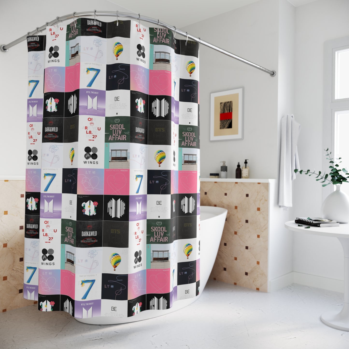 BTS Album Cover Art Collage Polyester Shower Curtain