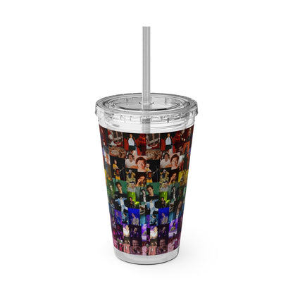 Harry Styles Rainbow Photo Collage Sunsplash Tumbler with Straw