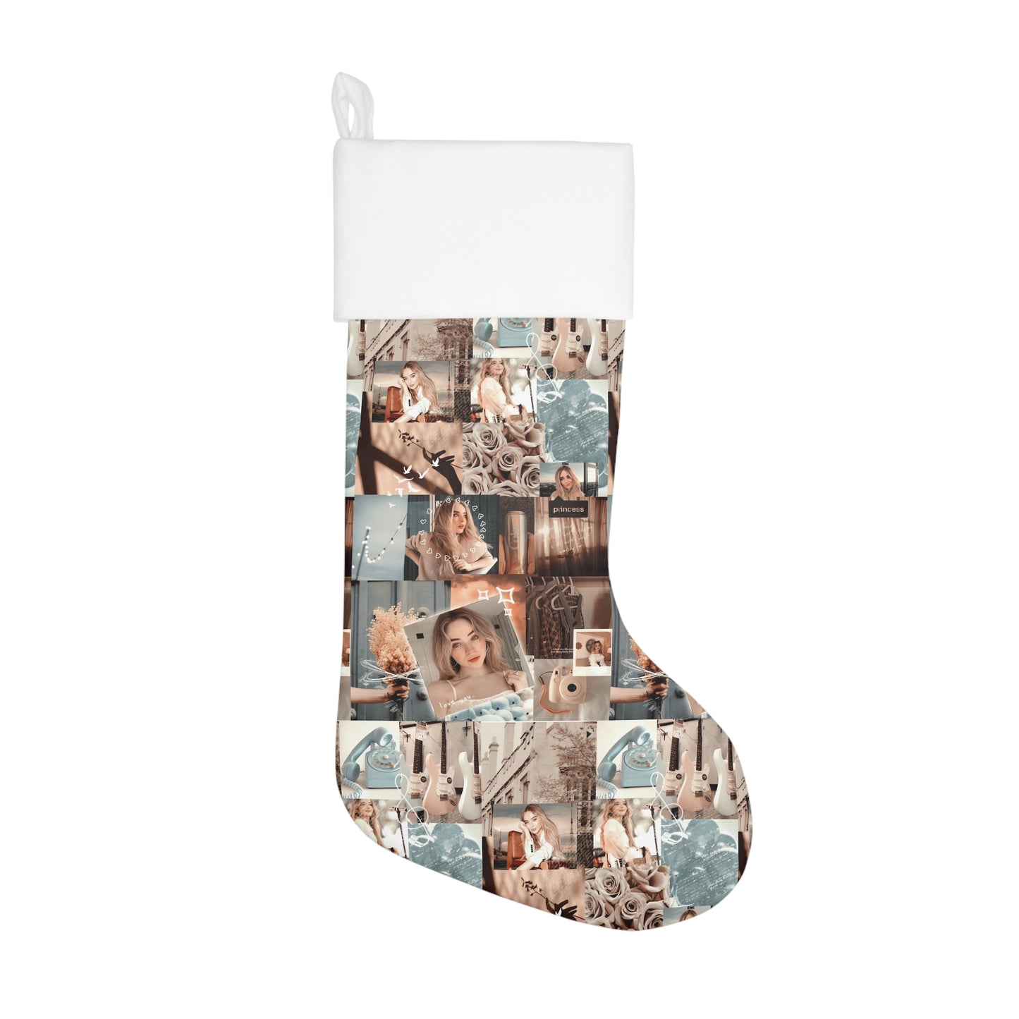 Sabrina Carpenter Peachy Princess Collage Holiday Stocking