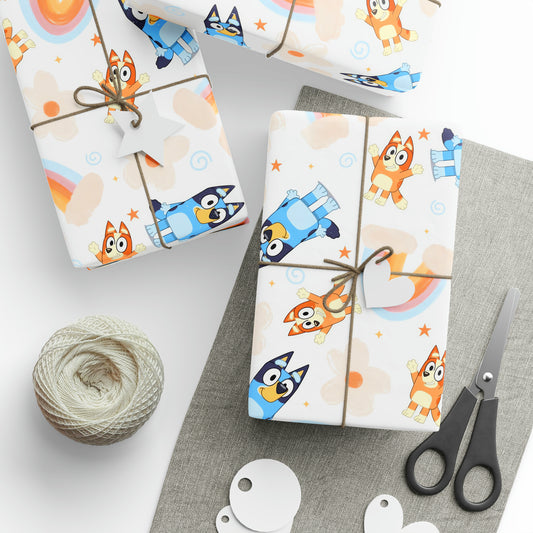 Bluey Rainbows & Flowers Pattern Gift Wrapping Paper