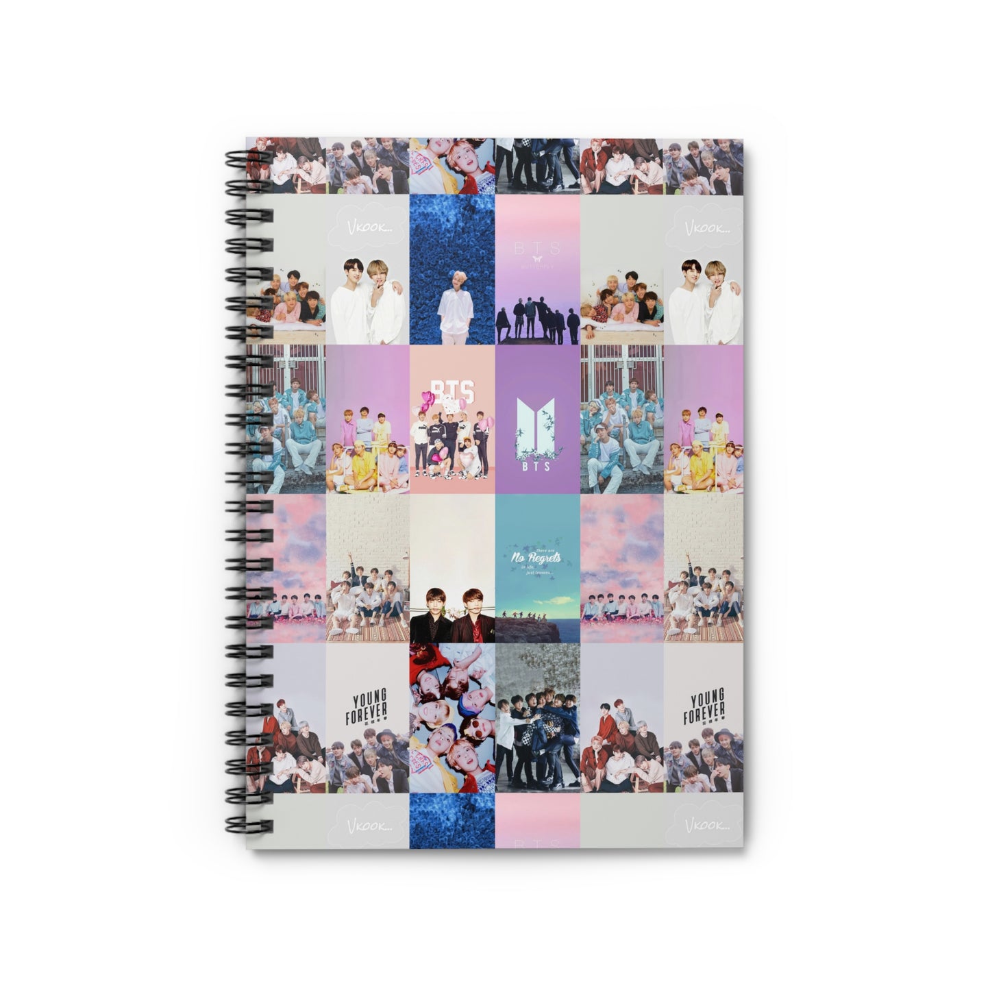 BTS Pastel Aesthetic Collage Ruled Line Spiral Notebook