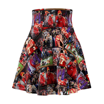 Kansas City Chiefs Superbowl LVIII Championship Victory Collage Women's Skater Skirt