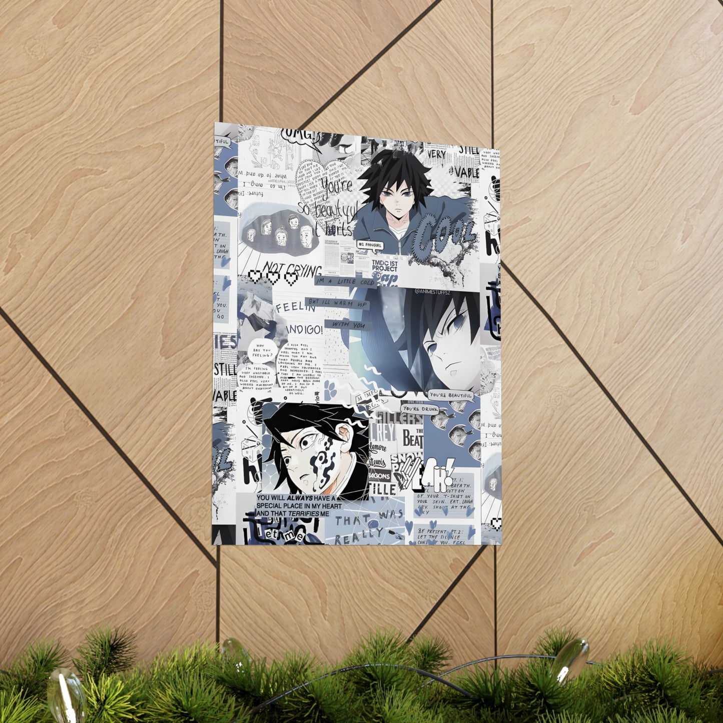 Demon Slayer Giyu Aesthetic Collage Matte Vertical Poster